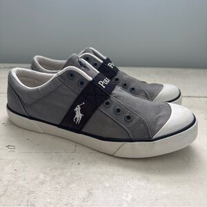Polo Ralph Lauren Gardner Grey/Black Mens Slip-On Canvas Sneakers - Sz. 10D